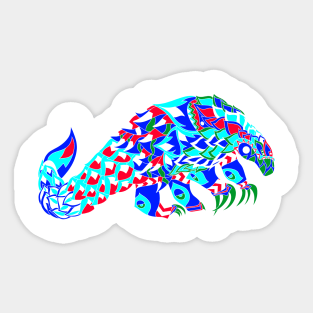 bright china pangolin armadillo ecopop pattern art Sticker